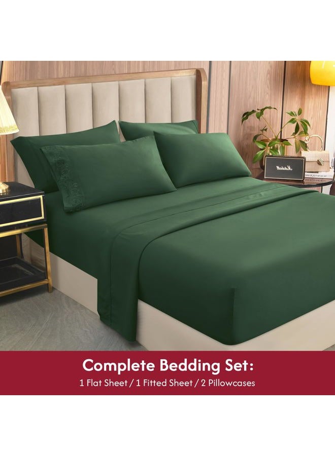 LONAVA Twin XL Size Sheet Set - 4 Piece Hotel Luxury Wrinkle-Free Microfiber Sheet, Oeko-TEX Certified, Breathable & Elastic, 16" Deep Pockets, Forest Green - Image 5