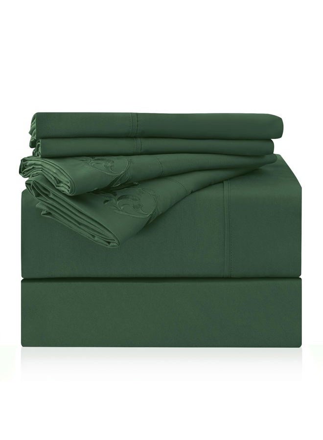 LONAVA Twin XL Size Sheet Set - 4 Piece Hotel Luxury Wrinkle-Free Microfiber Sheet, Oeko-TEX Certified, Breathable & Elastic, 16" Deep Pockets, Forest Green - Image 1