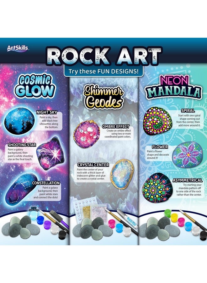 ArtSkills Rock Painting Kit with Geode, Mandala & Glow in The Dark Rock Painting, Arts and Crafts for Kids - Image 3