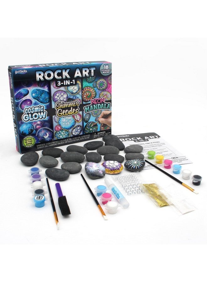 ArtSkills Rock Painting Kit with Geode, Mandala & Glow in The Dark Rock Painting, Arts and Crafts for Kids - Image 2