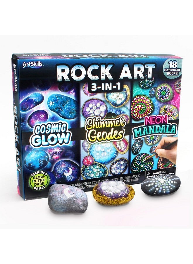 ArtSkills Rock Painting Kit with Geode, Mandala & Glow in The Dark Rock Painting, Arts and Crafts for Kids - Image 1