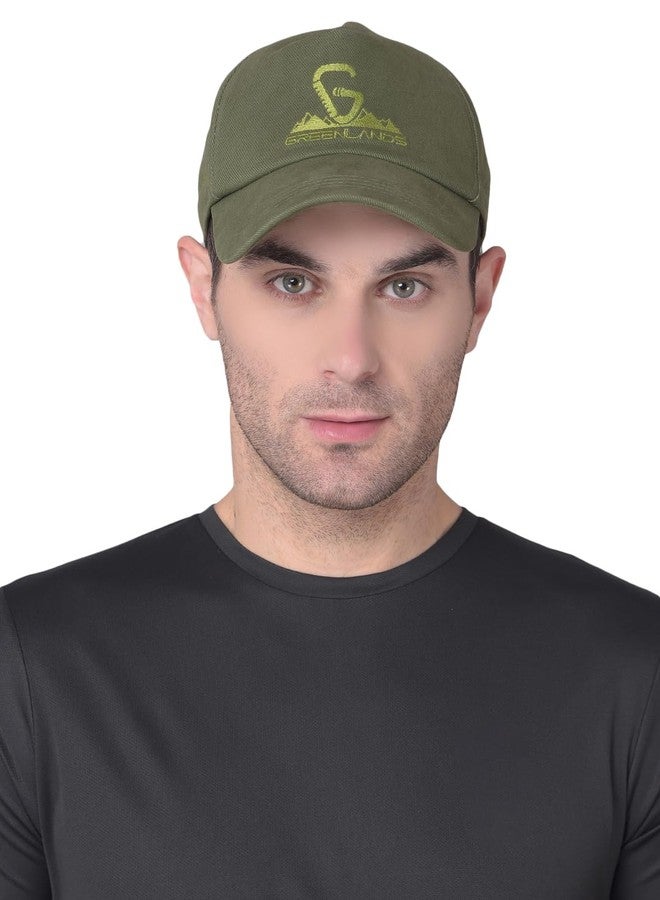 GREENLANDS Quadra Cap Olive - 100% Made in India | Unisex Fashion Accessory for Trendy Comfort and Style - Image 1
