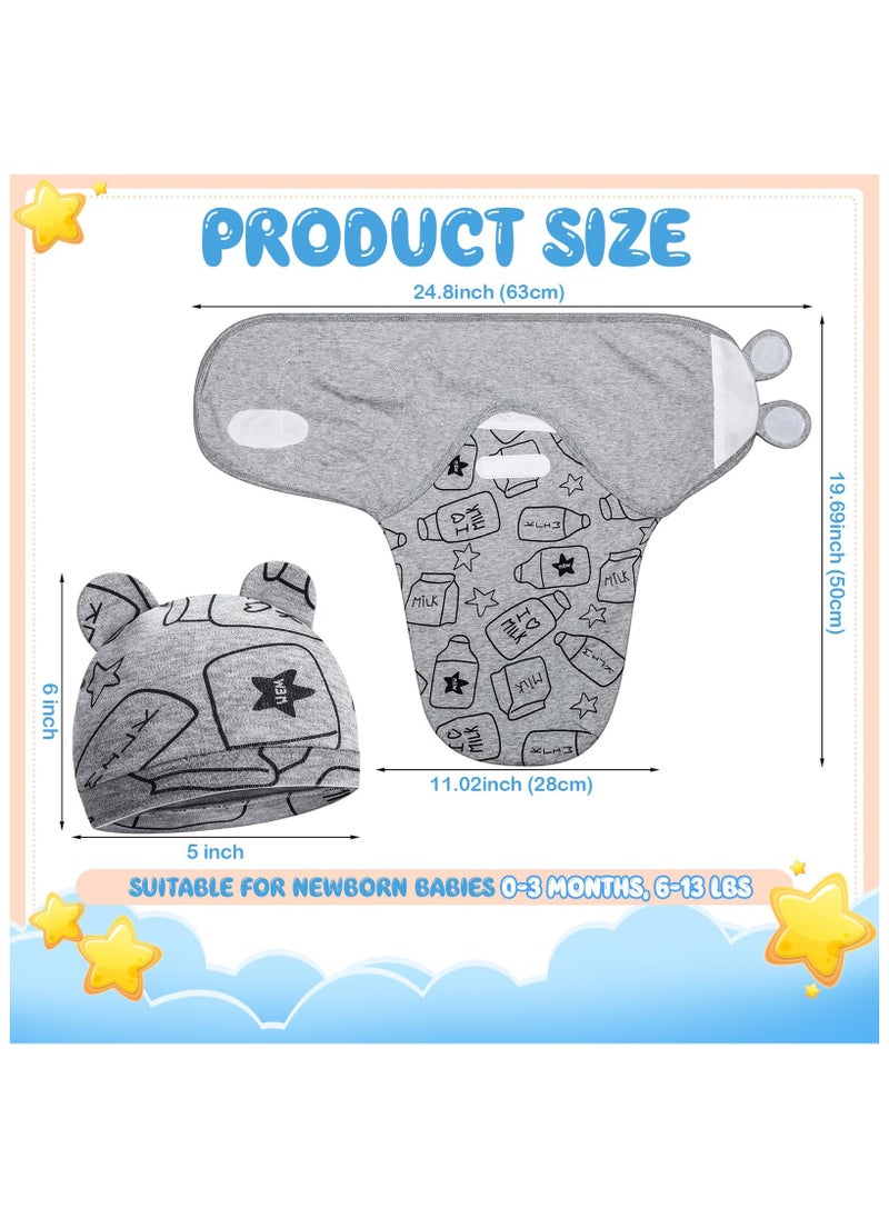 Mr. Penda 3 Pack Baby Swaddle Blanket, with Hat Breathable Cotton Swaddle Blanket, 0-3 Months New Born Baby Adjustable Swaddle Blanket, Wraps Easy Newborn Swaddle Sleep, Sacks for Boy Girl Nursery  - Image 2