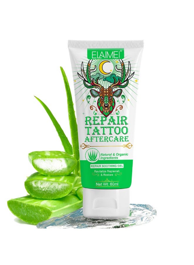 Elaimei Repair Tattoo Aftercare- Natural & Organic Ingredients, Aloe Tattoo Healing Gel, Color Enhancement & Brightener Tattoo Cream Care Refresh Old Tattoos-Unisex 60ml - Image 1