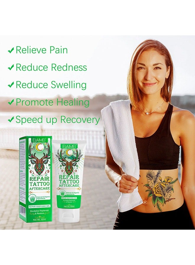 Elaimei Repair Tattoo Aftercare- Natural & Organic Ingredients, Aloe Tattoo Healing Gel, Color Enhancement & Brightener Tattoo Cream Care Refresh Old Tattoos-Unisex 60ml - Image 4