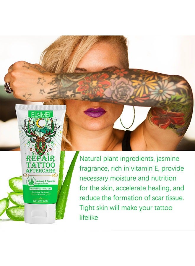 Elaimei Repair Tattoo Aftercare- Natural & Organic Ingredients, Aloe Tattoo Healing Gel, Color Enhancement & Brightener Tattoo Cream Care Refresh Old Tattoos-Unisex 60ml - Image 5