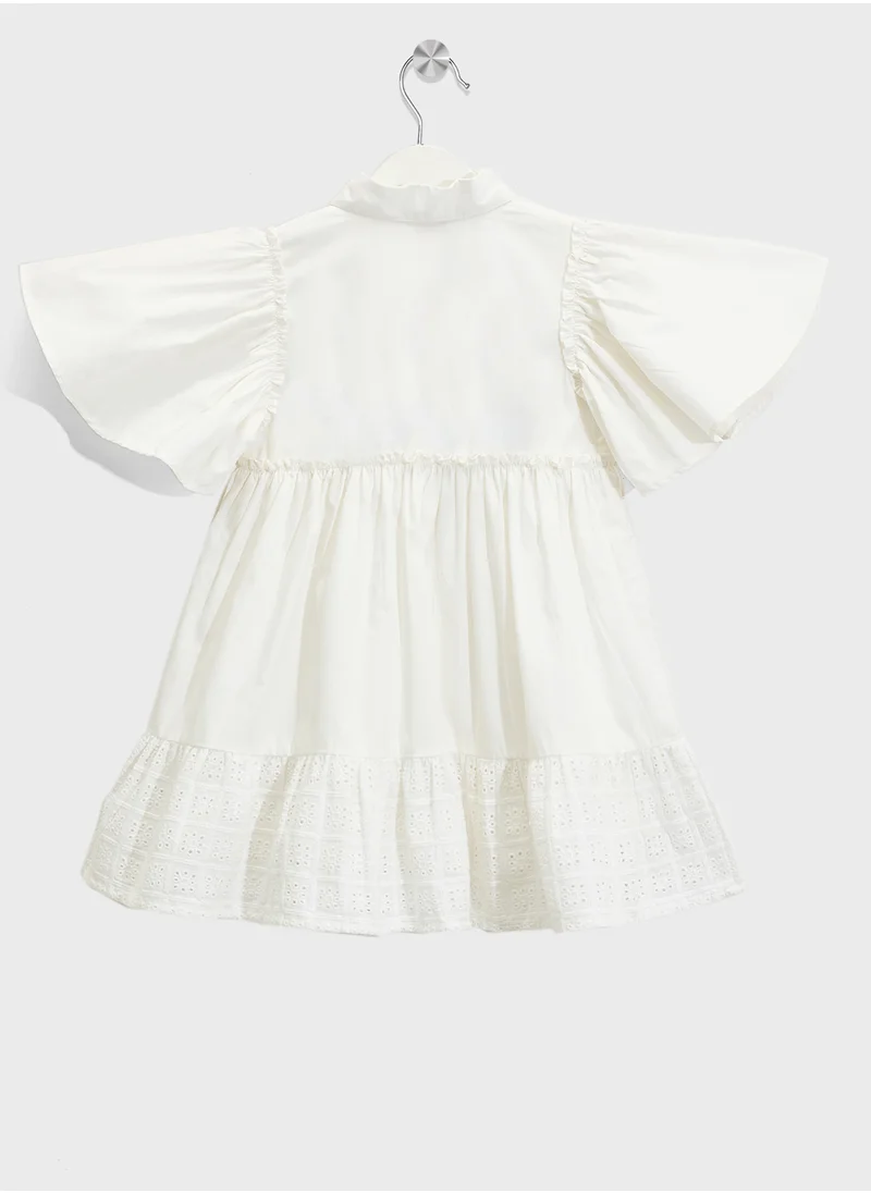 ريبلز مع نمشي Girls Dress with Collar & Flutter Sleeves