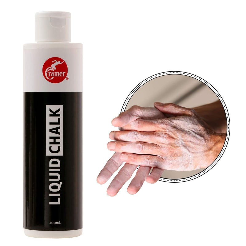 Cramer Liquid Gym Chalk, 200mL (6.76oz), Bottle of Liquid Grip Solution for Improving Grip During Weightlifting, Power Lifting, Gymnastics, Pole Fitness, & Rock Climbing, Less Messy Than Block Chalk - Image 1