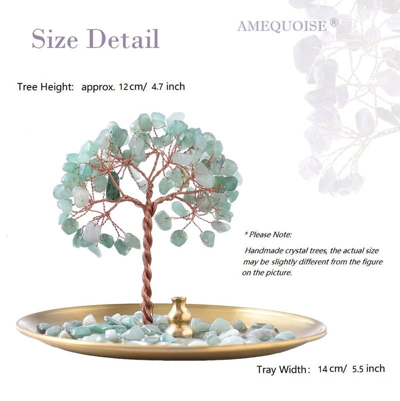 AMEQUOISE Incense Holder for Sticks, Healing Crystal Stone Money Tree Incense Burner, Ash Catcher for Yoga, Meditation and Home Decor - Image 3