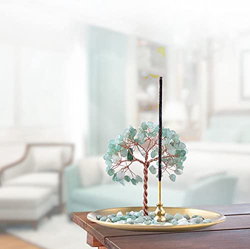 AMEQUOISE Incense Holder for Sticks, Healing Crystal Stone Money Tree Incense Burner, Ash Catcher for Yoga, Meditation and Home Decor - Image 5