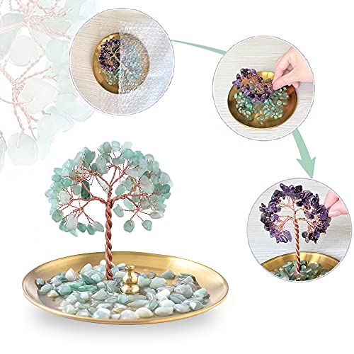 AMEQUOISE Incense Holder for Sticks, Healing Crystal Stone Money Tree Incense Burner, Ash Catcher for Yoga, Meditation and Home Decor - Image 4