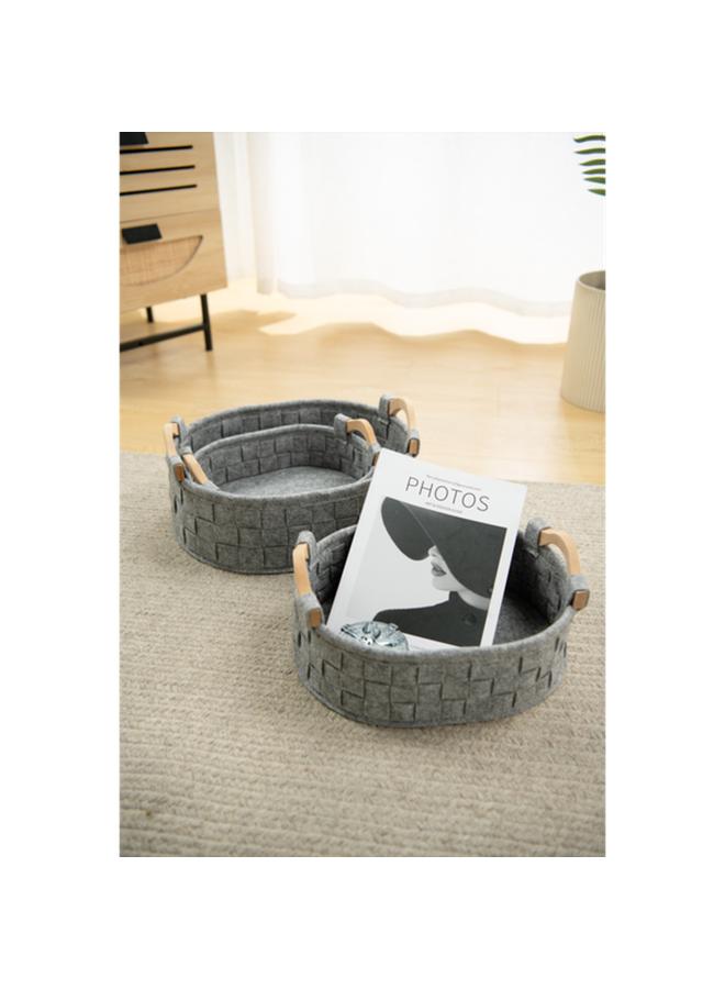 هوني بي مجموعة سلة تخزين متينة مفتوحة من الأعلى مكونة من 3 قطع مع مقبض باللون الرمادي - Image 3