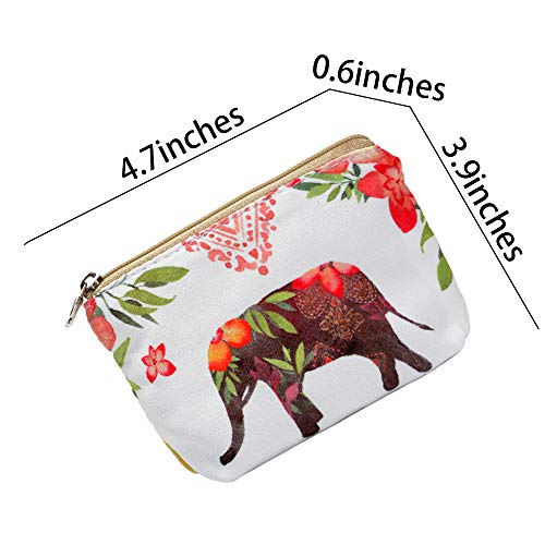 ARRIZO Women and Girls Cute Fashion Coin Purse Wallet Bag Change Pouch Key Holder (Flower Elephant) - Image 2