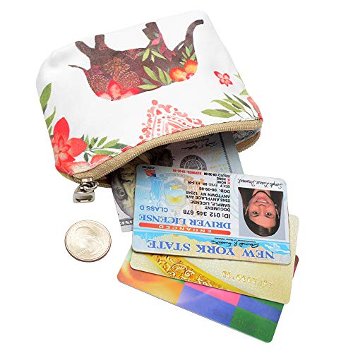 ARRIZO Women and Girls Cute Fashion Coin Purse Wallet Bag Change Pouch Key Holder (Flower Elephant) - Image 3