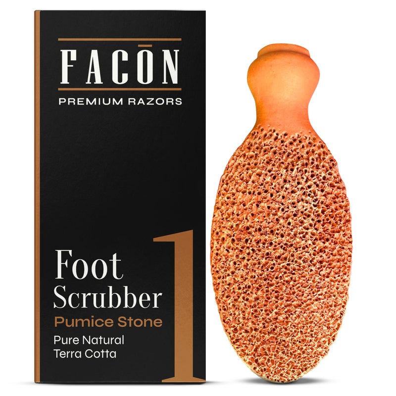 FACON FacÃ³n Pumice Stone for Feet Callus Remover - Terra-Cotta Foot Scrubber with 2 Sides, 100% Pure Natural Foot Pumice Stone, Pedicure Pumice Stone Scrubber, Foot Exfoliator, Removes Calluses & Dead Skin - Image 1