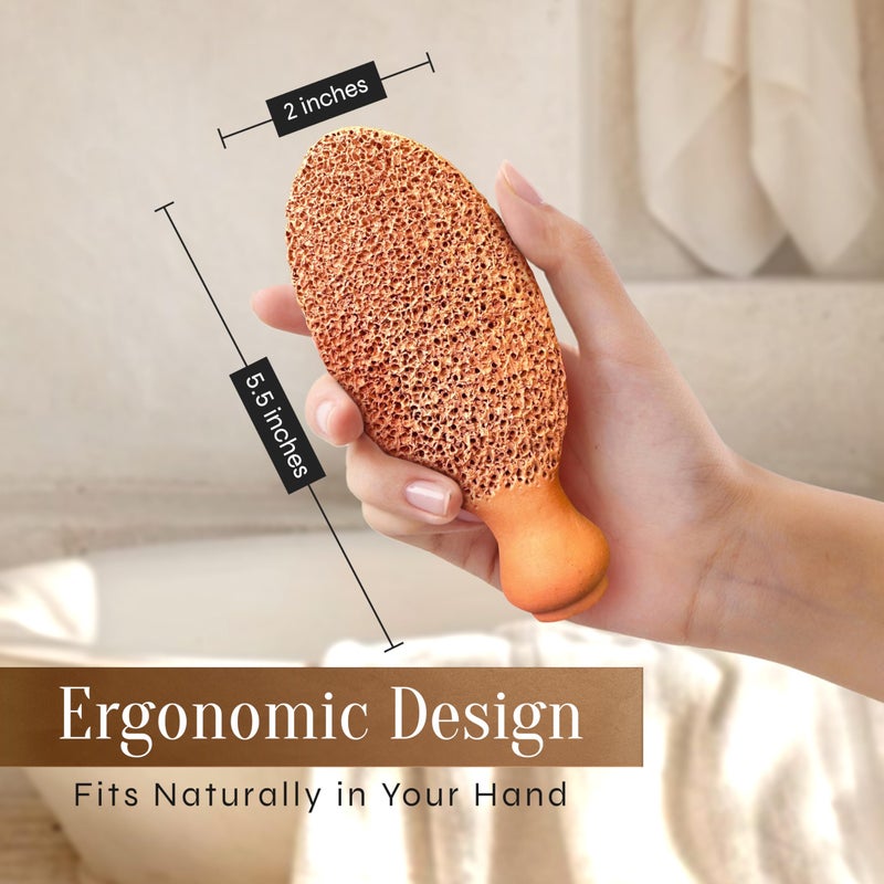 FACON FacÃ³n Pumice Stone for Feet Callus Remover - Terra-Cotta Foot Scrubber with 2 Sides, 100% Pure Natural Foot Pumice Stone, Pedicure Pumice Stone Scrubber, Foot Exfoliator, Removes Calluses & Dead Skin - Image 4