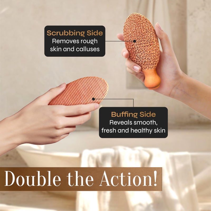 FACON FacÃ³n Pumice Stone for Feet Callus Remover - Terra-Cotta Foot Scrubber with 2 Sides, 100% Pure Natural Foot Pumice Stone, Pedicure Pumice Stone Scrubber, Foot Exfoliator, Removes Calluses & Dead Skin - Image 3
