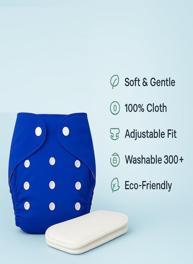 VISCOUS Reusable Cloth Baby Diapers Set | Washable Cotton Nappies With Insert Pads | Adjustable Fit Design For Daily Care | Home Nursery Travel Use | Pack Of 3 Diapers With 2 Inserts | Multicolor - Image 3