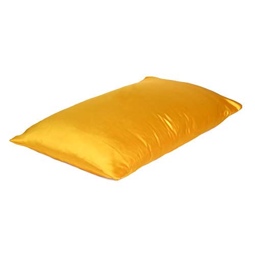 Oussum Satin Silk Pillowcase Pillow Case Covers with Envelop Closure for Hair and Skin Home Bed Decor Set of 2 Pillowcase Free 3 pcs scrunchies (Standard, Yellow) - Image 4
