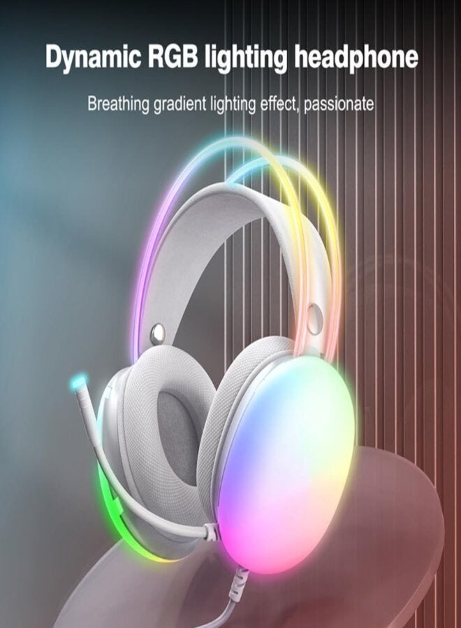 K Gaming K99 Virtual 7.1 USB Gaming Headset - White - Image 2