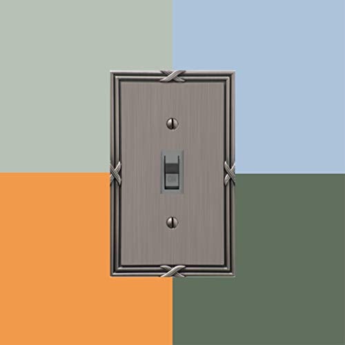 Amerelle Ribbon and Reed Single Toggle Cast Metal Wallplate in Antique Nickel - Image 2