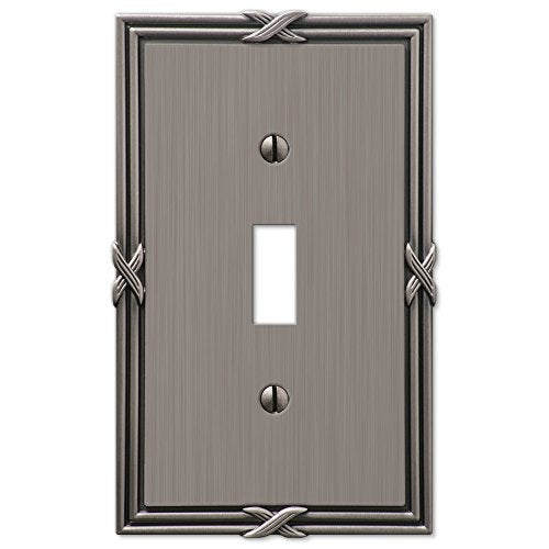 Amerelle Ribbon and Reed Single Toggle Cast Metal Wallplate in Antique Nickel - Image 5