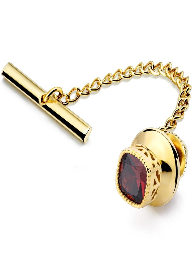 HAWSON Tie Pins Tie Tacks for Men,Crystal Tie Pin with Chain,Wedding Business Accessories. - Image 1