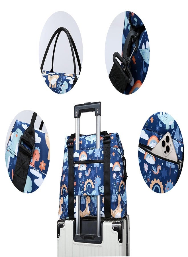 NWLR Travel Duffle Bag Weekender Overnight Bag Gym Tote with Dry and Wet Separated Pocket for Women Girls Shoulder Workout Duffel Bag Water Resistant, B-Dinosaurs, Carry-On 28-inch, Trolley Sleeve Bag With - Image 4