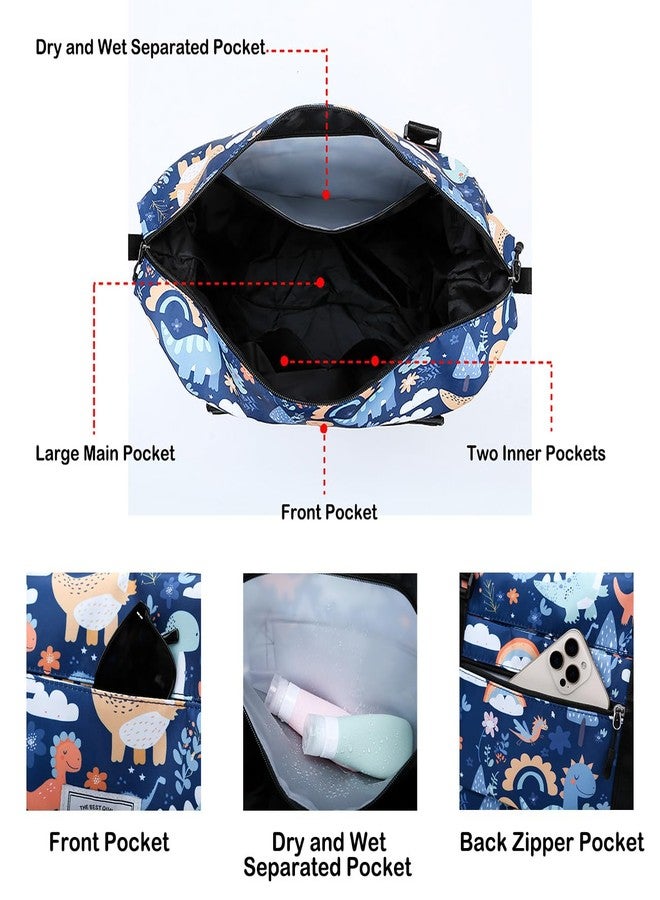 NWLR Travel Duffle Bag Weekender Overnight Bag Gym Tote with Dry and Wet Separated Pocket for Women Girls Shoulder Workout Duffel Bag Water Resistant, B-Dinosaurs, Carry-On 28-inch, Trolley Sleeve Bag With - Image 3