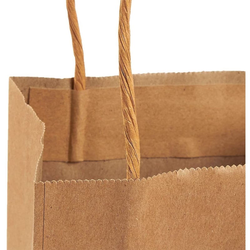 Juvale Mini Gift Bags with Handles - Brown Paper Party Favor Bags with Handles - Long & Narrow Design for DIY & Craft Fairs - 3 x 5.25 x 8.5 In, Brown, 12 Pack - Image 5