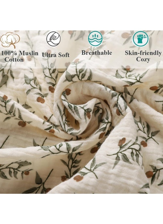 Fadacudan Muslin Bassinet Sheet Compatible with AMKE 3 in 1 Bassinet(35 X 20), Milliard, Bellababy, TCBunny Bassinet, 2 Pack Cotton Stylish Boho Fitted Bassinet Sheets for Baby Roman Green & Botanical Leaf  - Image 4