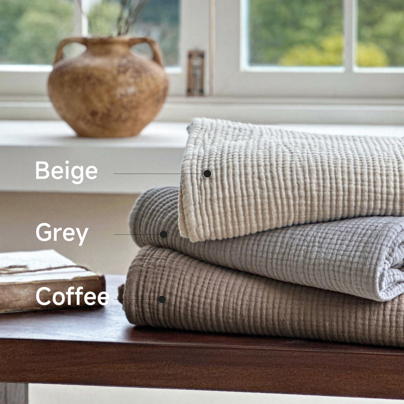Simple&Opulence 100% Cotton Muslin Blanket, Lightweight Breathable 4 Layering Soft Cotton Throw Blanket,Gauze Blanket for Bed Couch Camping All-Season Use (Coffee, 50"x60") - Image 5