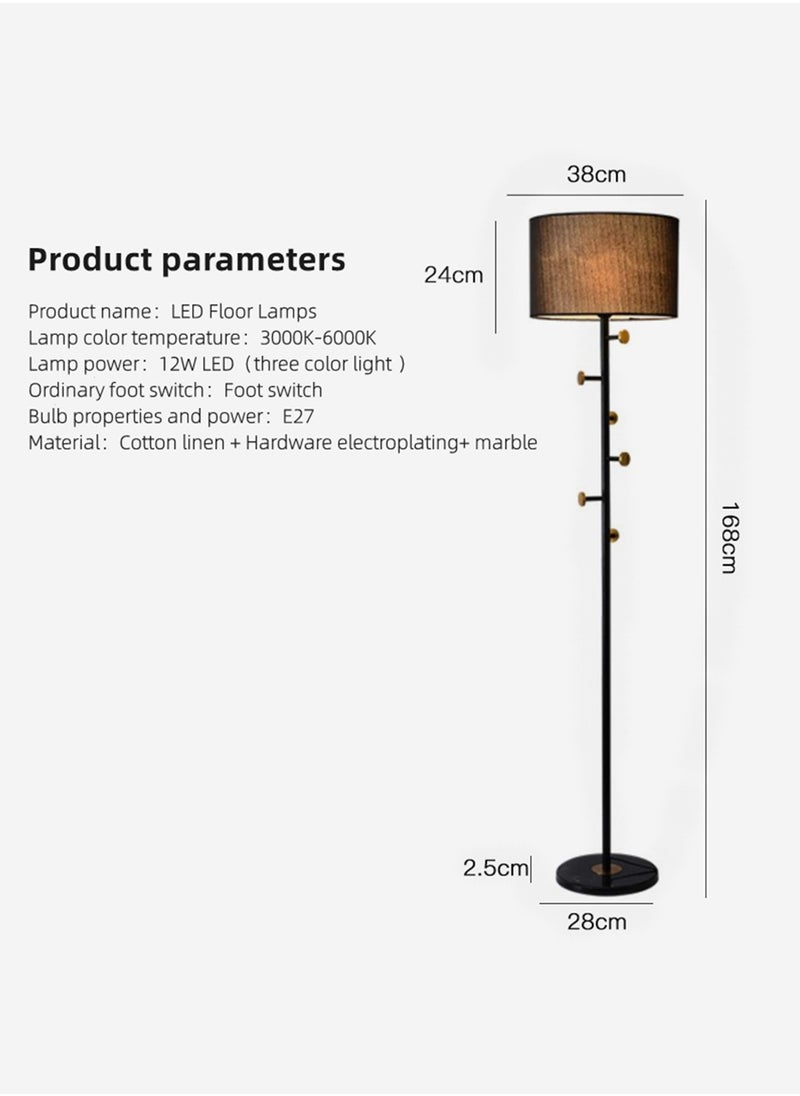 Glanfen - Two In One LED Coat Rack Floor Lamp Modern Cloak Stand Vertical Standing Lamp Bedside Sofa Side Standing Light Three Color Dimming - Image 1