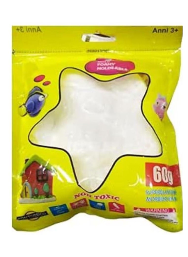 60g Moldable Foam Bags, Mixed Color Educational Slime, White