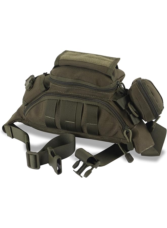 PROMASS promass Waist Bag Tactical Pockets 1000D Fanny Pack Hip Belt Bag Molle Belt Pouch Gadget Pouch EDC Pouch for Men and Wome Hiking Climbing Outdoor Cycling Casual Sports (Green) 