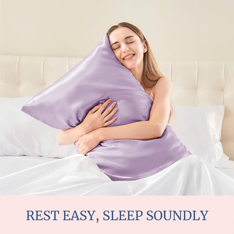 BEDELITE Global assemble options Satin Pillowcase for Hair and Skin, Super Soft and Cooling Similar to Silk Pillow Cases 2 Pack with Envelope Closure, Gift for Women Men(20"x26" Standard Size, Lavender) Storage burden minimized build - Image 5