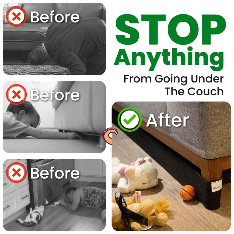 ECOHomes Under Couch Guards Toy Blocker - Elastic Strap Barrier for Under Sofa, Bed & Furniture Bottom Stop Things from Going Under | Easy to Install Gap Bumper Stopper for Toys (9 Ft by 3 Inch) - Image 2