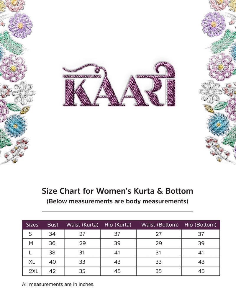 Kaari Women's Solid Color Kurta Set with Dupatta - Straight Fit | Silk Blend Fabric | Placement Embroidery on Neck | Organza Dupatta with Booti Work | Straight Pant with Side Pocket & Hem Embroidery - Image 3