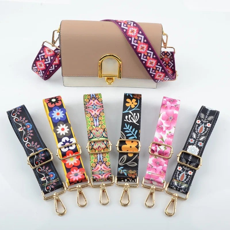 Bluejw Hot Selling Adjustable Wide Replacement Shoulder Strap with Flower Pattern – Compatible Crossbody Handbag Purse Belt Webbing, Easy to Replace Watch Strap Style - Image 2