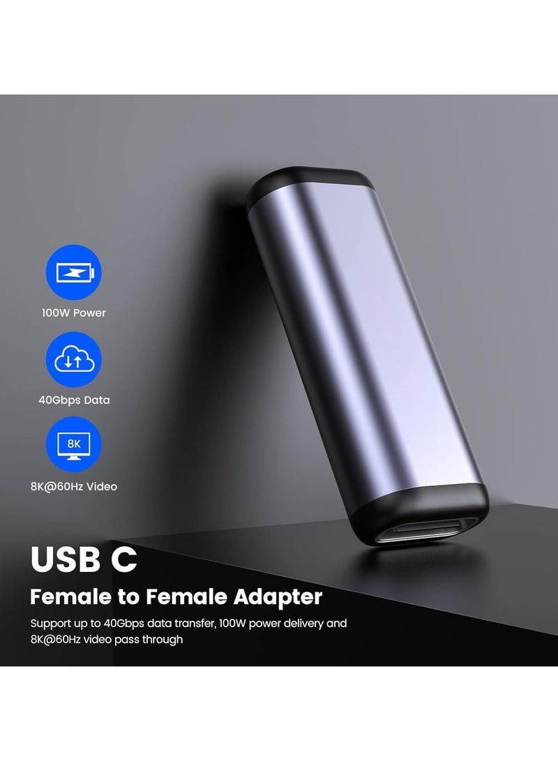 erorex 2PCS USB C Coupler, USB C Female to Female Adapter usbc to USB C, Adapter Supports 40 Gbps PD 100W 8K 60Hz, Compatible for Thunderbolt 4, USB C Coupler Type C Extension Connector for USB-C Devices - Image 4