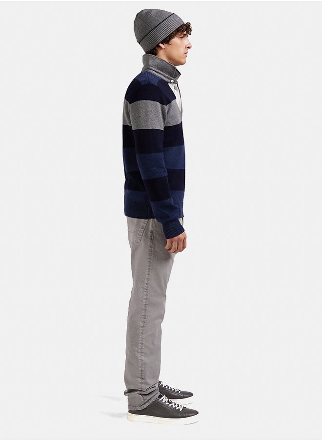 Regular fit striped jersey collar sweater