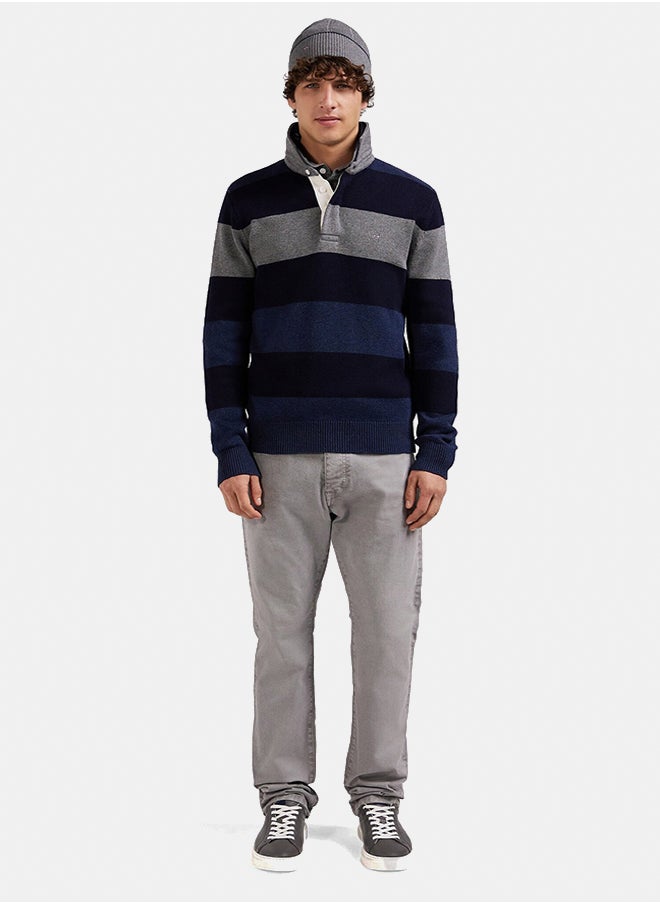 Regular fit striped jersey collar sweater