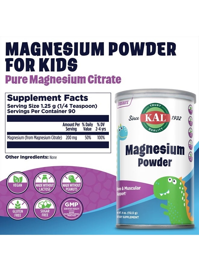 KAL Magnesium Powder, Magnesium for Kids, Pure Magnesium Citrate Powder, Healthy Bone Development, Muscle and Nerve Function Support, Vegan, Gluten Free, Sugar Free, 90 Servings, 4 oz - Image 2