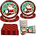 DIYASY Christmas Paper Plates and Napkins 96 Pack Disposable Plates Dinnerware Heavy Duty Christmas Dessert Dinner Plate Bulk for 24 Guests Party Set - Image 3