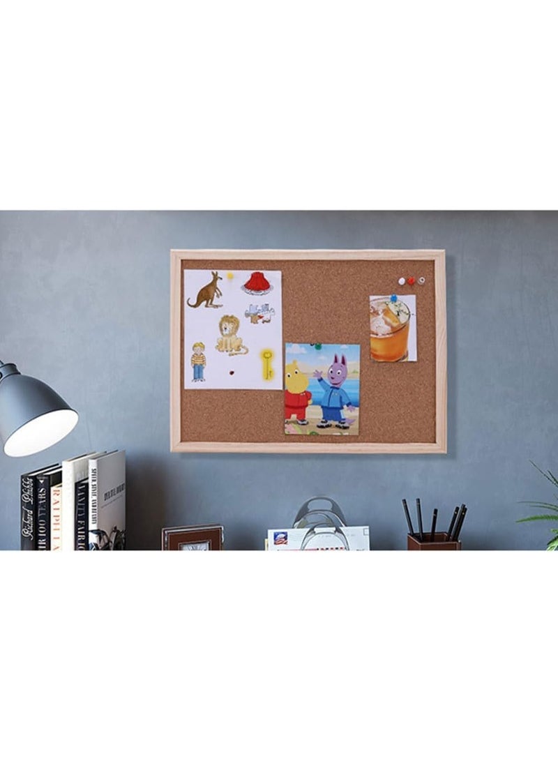 Cork Bulletin Board with Wooden Frame Wall Mounted Pin Board Notice Board Memo Board for Home Office School - Image 4