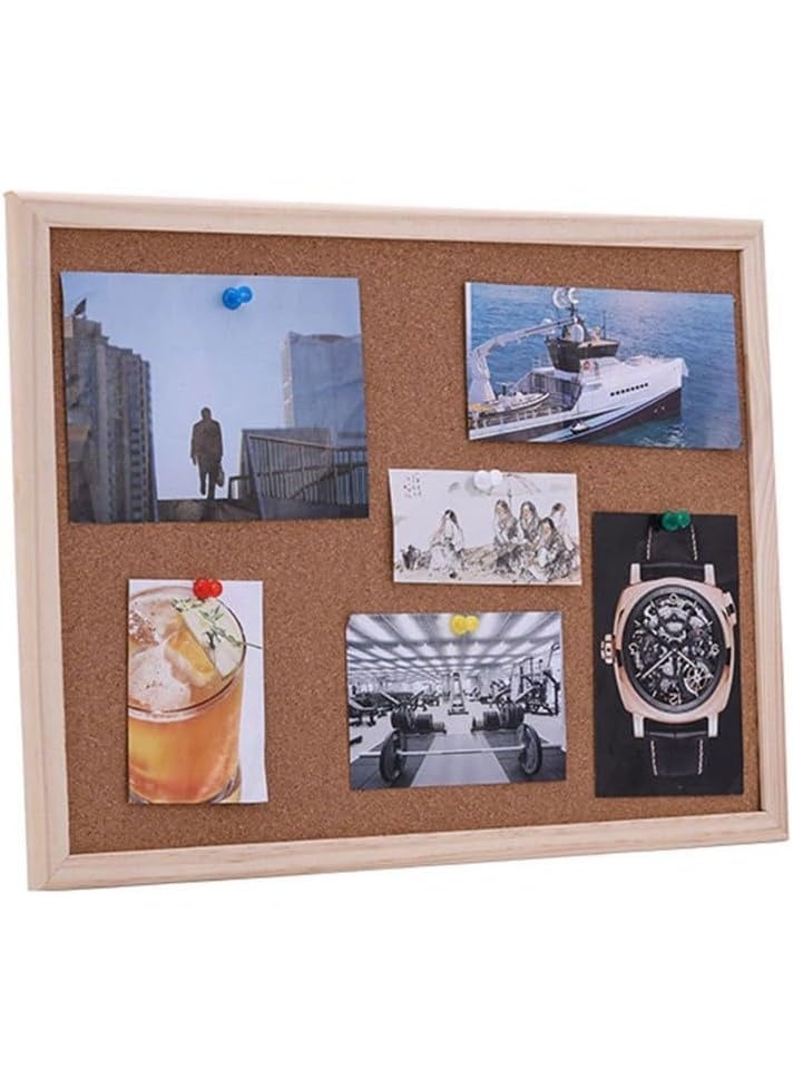 Cork Bulletin Board with Wooden Frame Wall Mounted Pin Board Notice Board Memo Board for Home Office School - Image 2