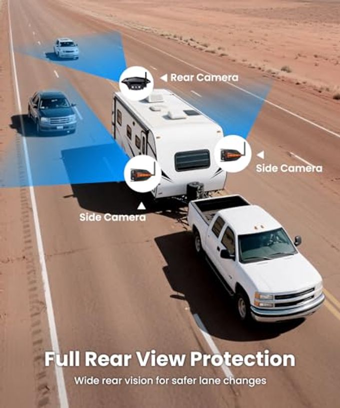 AUTO-VOX Wireless Rv Backup Camera: Rear&Side View With 7.2 Hd 1080P Triple-Split Screen Monitor, Dual Power Usb/Car Charger, Dvr Recording, Stable Signal Rear View Camera For Camper, Travel Trailer - Image 5