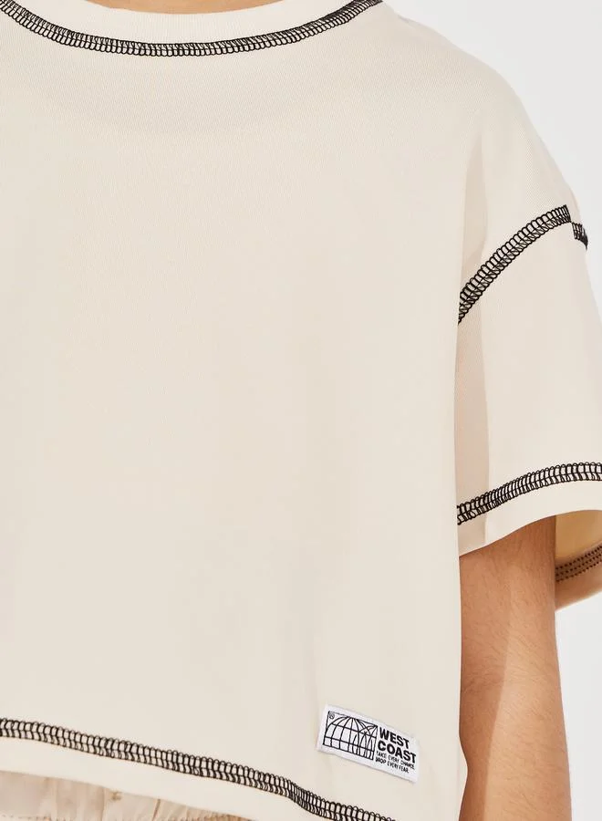Styli Overlock Seam Boxy T-Shirt & Joggers Set
