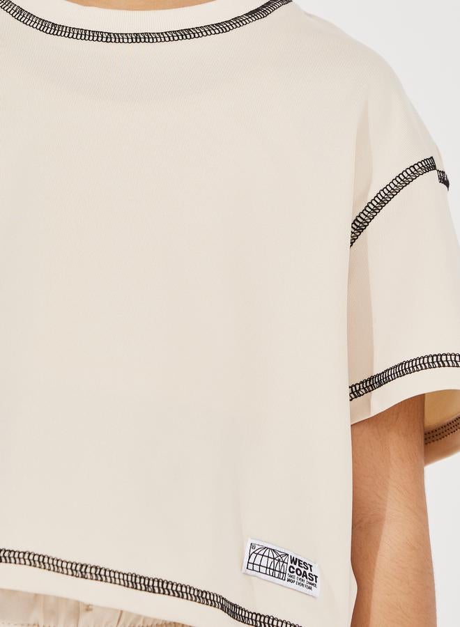 Overlock Seam Boxy T-Shirt & Joggers Set