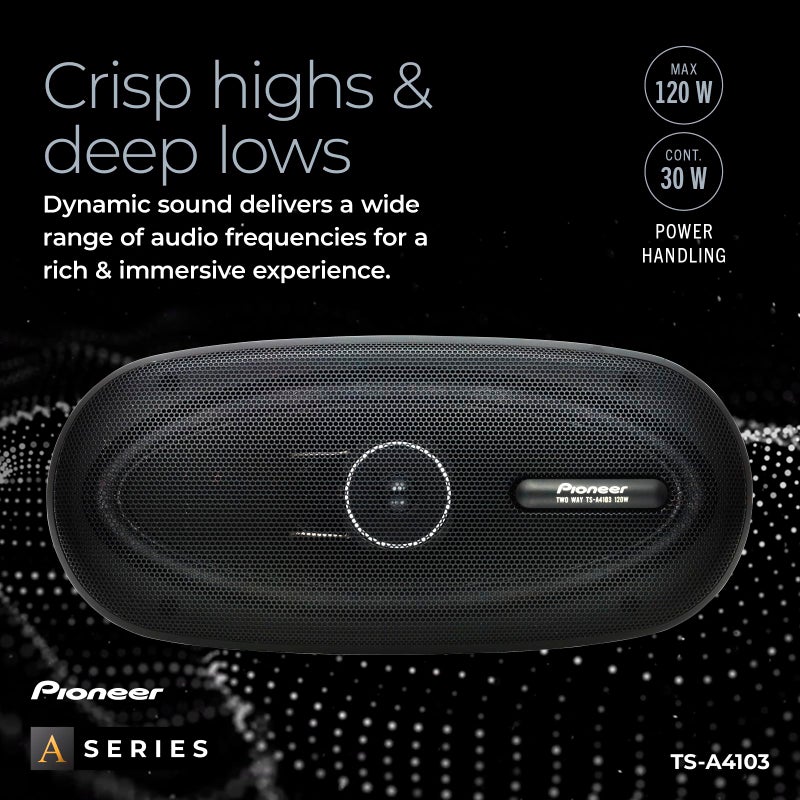 PIONEER A-Series TS-A4103 4â€ x 10â€ 2-Way Speakers (Pair) â€“ 120W Max, Balanced Sound + Smooth Treble, Enhanced Bass, Great Stock Replacement - Image 4